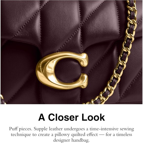 Coach Women Black Currant 100% Cow Leather Imported Push Lock Tabby Shoulder Bag - Picture 4 of 6